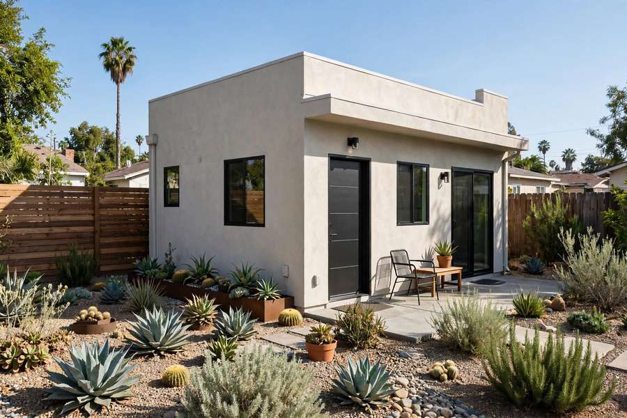 Backyard accessory dwelling unit under construction in Los Angeles